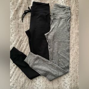 OFFLINE by Aerie Warm Up Drawcord Legging (2 pairs) Size XS, Grey and Black, New